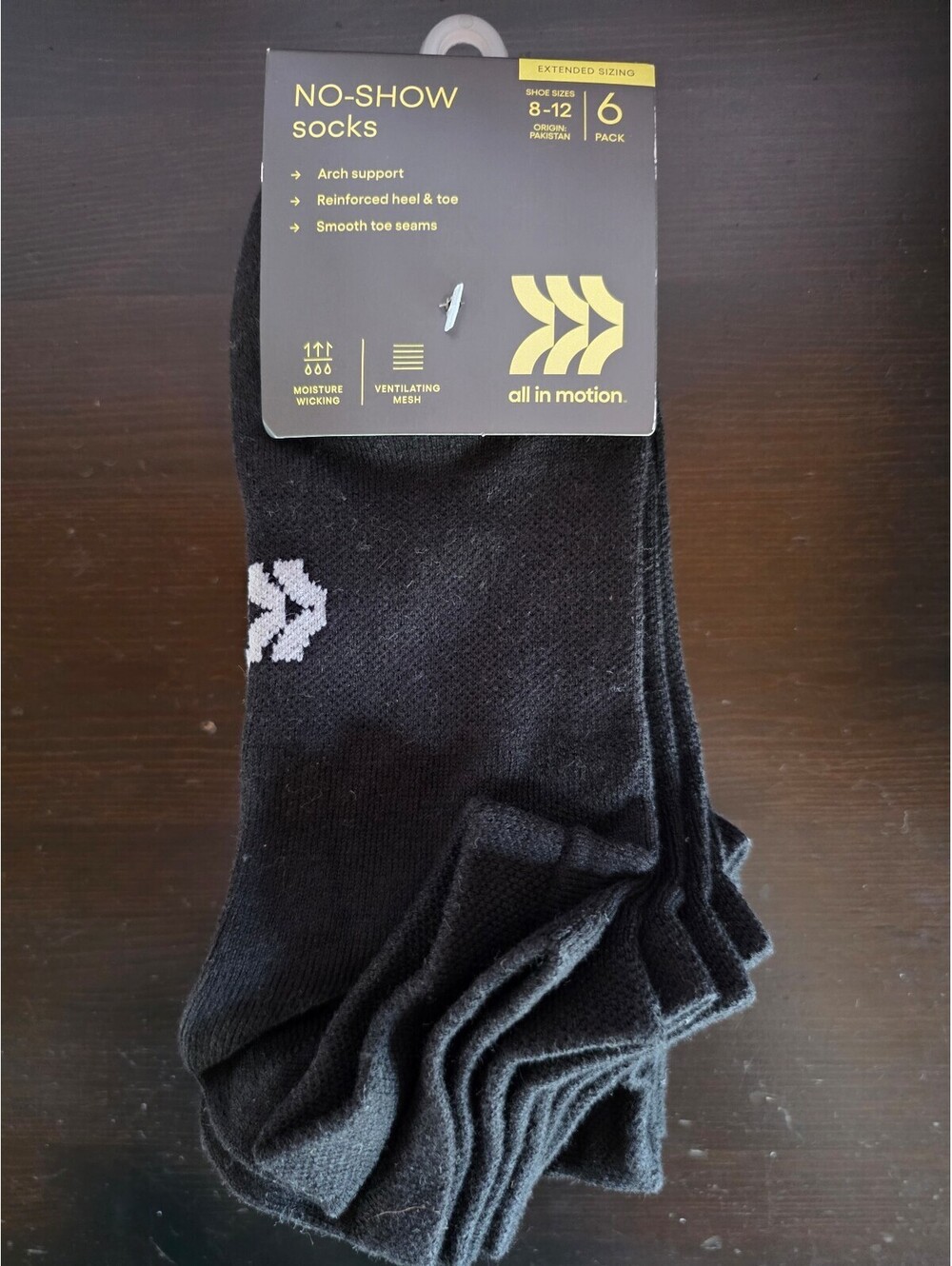 Women's All in Motion Extended Size Active Mesh 6pk No Show Socks - BNWT